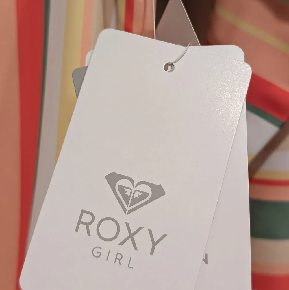 Roxy Girl’s Striped Long Sleeve Rash Guard One Piece Swimsuit Size XXL